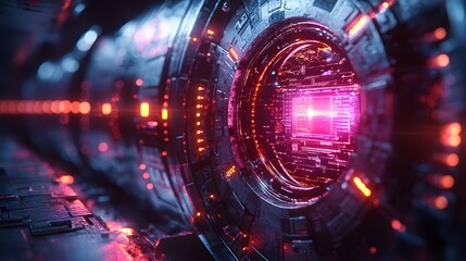 digital vault protected by futuristic laser beams