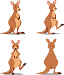 Kangaroo cartoon vector illustrations for t-shirt printing and creative projects design ideas 