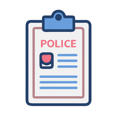 Police Report Clipboard Icon Representing Incident Documentation and Law Enforcement Records