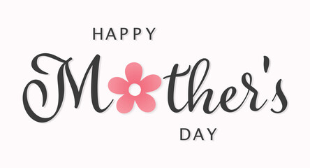 Black Script Mother's Day Typography with Flower Shape on Soft Pink Background