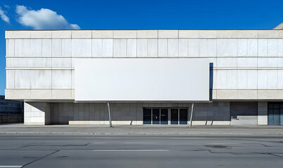 Blank billboard on modern building facade