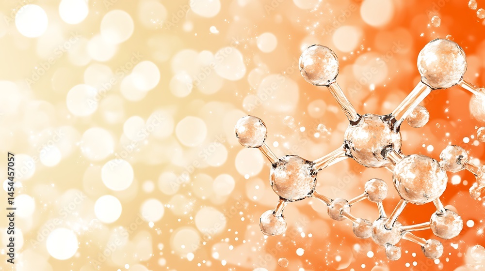 Poster abstract molecular structure with bubbles on a soft gradient background, symbolizing science and inn