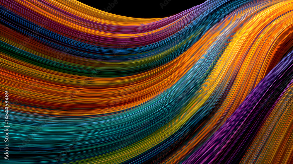 Poster colorful abstract waving lines background perfect for smooth motion visuals presentations backdrop d