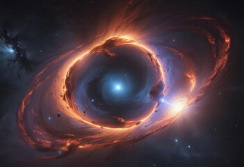 Vast nebula swirls in cosmic dust, distant starlight shines ,  supernova remnant,  night sky,  night