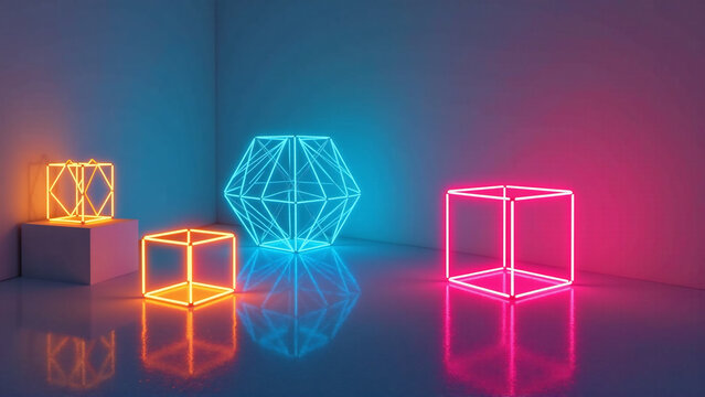 Geometric Neon Sculpture Field