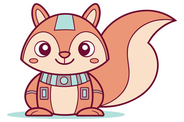 Cheerful cartoon squirrel smiles sweetly, wearing a futuristic jumpsuit and helmet on transparent background
