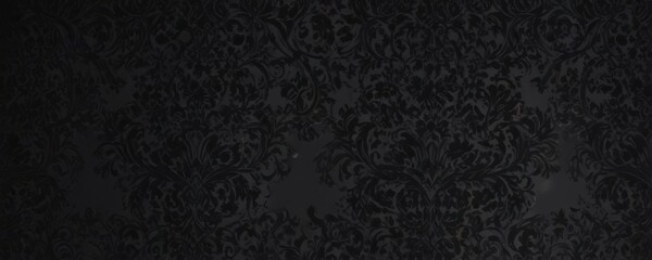 Intricate black gothic damask, shadowed details, gothic, seamless, design