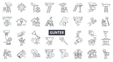 Collection of Line Art Icons Depicting Home Maintenance and Repair Services