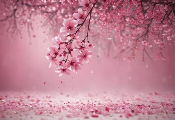 Abstract pink sakura petals swirling in ethereal background,  art,  background,  whimsical