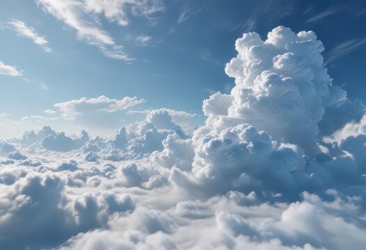 Vast expanse of azure, fluffy cumulus clouds drift lazily ,  summer,  wallpaper,  tranquil