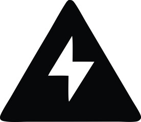 A 3D yellow triangle warning sign with a black high voltage lightning bolt icon