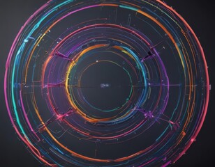 Fototapeta premium Colorful circular nodes linked by dynamic lines, digital aesthetic , modern, structure, nodes