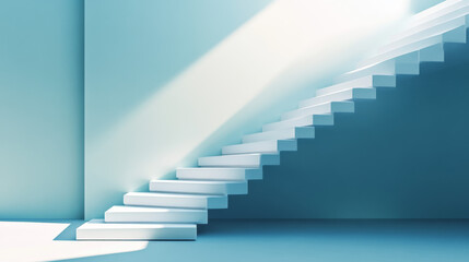 Obraz premium Minimalist Staircases: Sharp Angles & Soft Gradients in Digital Art Illustrating Elegant Floor Transitions – Modern, Clean, and Visually Striking Design for Interior & Architecture Concepts
