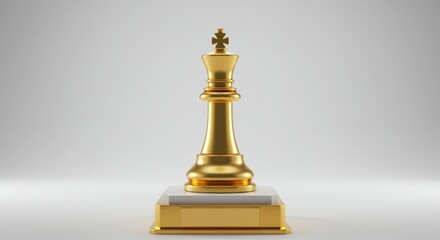 Gleaming Golden Chess King Trophy Displayed on a Pristine Pedestal in Studio Setting
