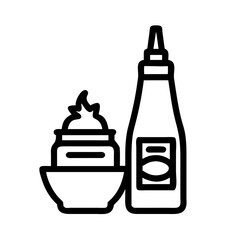Sauce Bottle with Bowl Icon Representing Condiment Serving and Flavor Enhancement