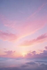 Fototapeta premium Dreamy blurred pastel sky, pink yellow blue hues, illustration, soft