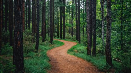 Obraz premium Forest path winding through trees
