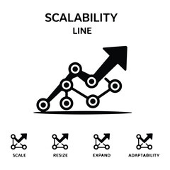 A silhouette of  Scalability line icon set vector on a white background
