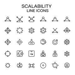 A silhouette of  Scalability line icon set vector on a white background