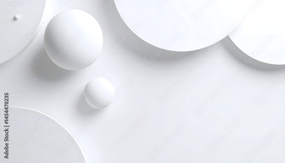 Aufkleber serene spheres and circular planes a minimalist composition in smooth white tones emphasizing calm a