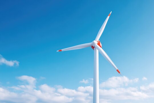 solitary wind turbine stands majestically against clear blue sky showcasing beauty of renewable energy