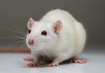 Adorable White Rat Close-Up Photography