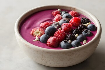 Fresh Berry Smoothie Bowl with Raspberries and Blackberries