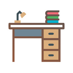 Study Desk with Drawer Icon Representing Workspace and Office Organization