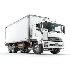 White Box Truck on White Background