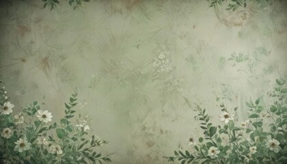 Subtle green floral grunge, distressed texture, retro feel , overlay, floral