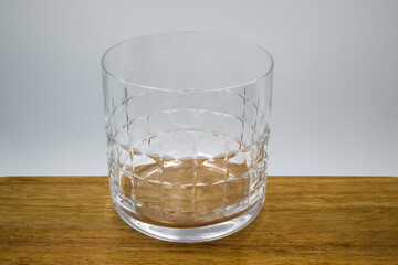 Empty glass for whiskey, alcohol.