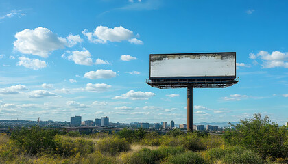 Blank billboard with city view