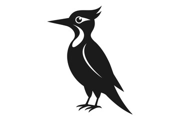 Black and white vector illustration of a woodpecker bird wildlife nature animal design graphic art icon 100 isolated on transparent background