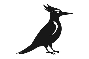 Black silhouette of a hoopoe bird vector illustration for ornithology and nature lovers design art print isolated on transparent background