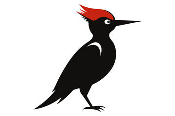 Black woodpecker illustration vector drawing of a bird with red crest wildlife animal art image design graphic isolated on transparent background
