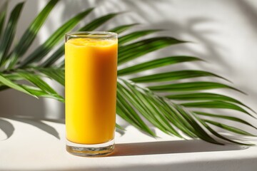 Refreshing Tropical Juice with Vibrant Color and Natural Background