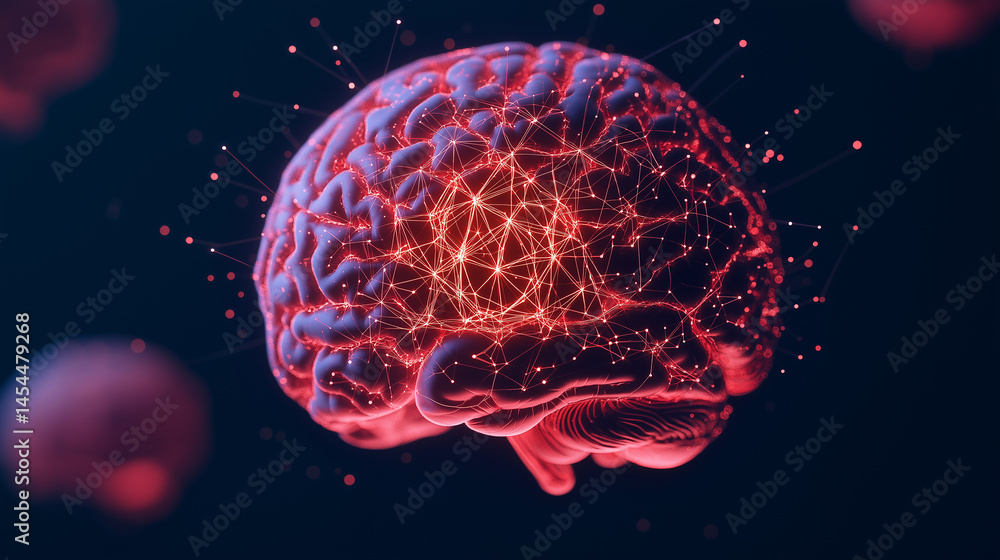 Poster a conceptual visualization of artificial general intelligence (agi) interconnecting lines ,surrounde