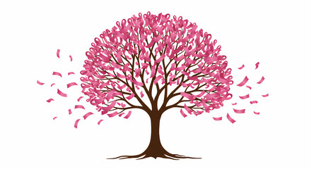 Obraz premium Pink Cherry Blossom Tree Illustration Spring Nature Design for Backgrounds and Prints