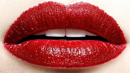 Obraz premium Close up of perfect red lips and white teeth