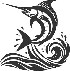 Marlin fish silhouette vector
