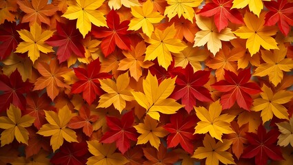 High-resolution top-down photo of colorful autumn leaves in orange, red, yellow, and brown, forming a rich, textured, and natural fall foliage pattern.