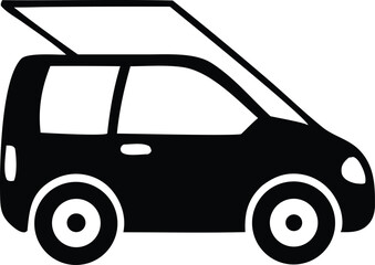 Vintage auto vehicle silhouette vector illustration for travel and transportation design