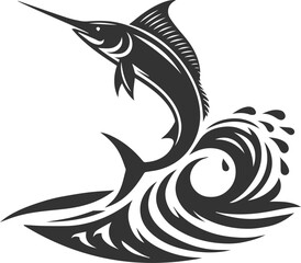 Marlin fish silhouette vector