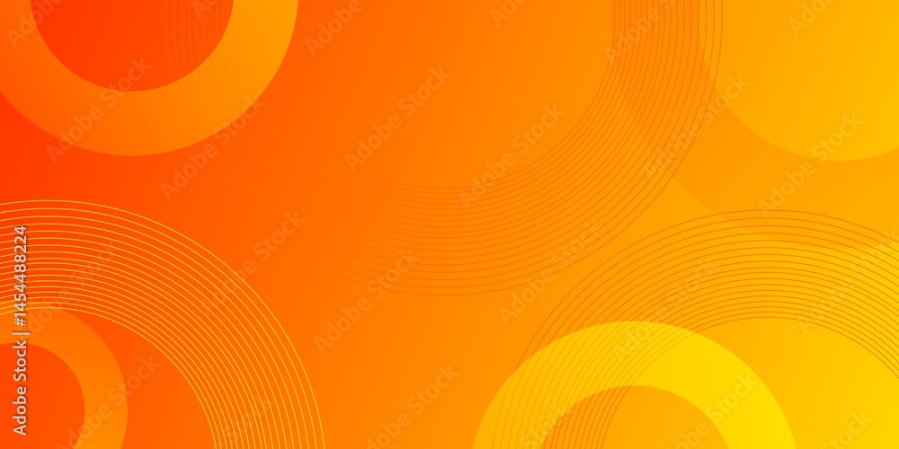 Poster abstract orange vector design features a swirling pattern of yellow lines, evoking a summer sun on a
