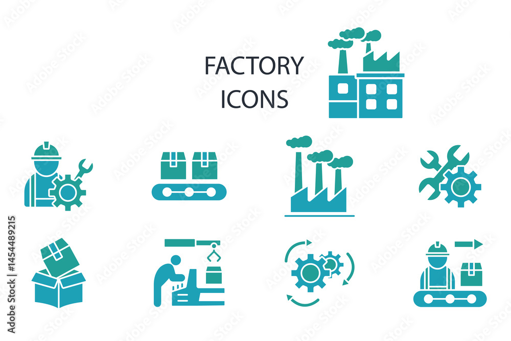 Poster factory icon set.vector.editable stroke.linear style sign for use web design,logo.symbol illustratio