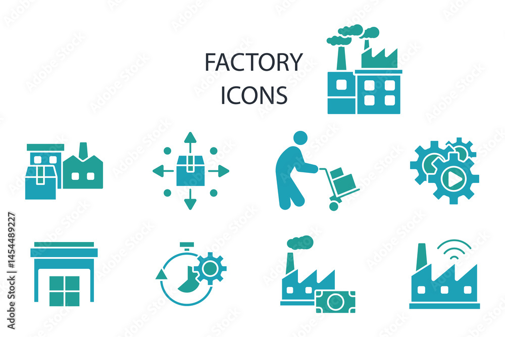 Poster factory icon set.vector.editable stroke.linear style sign for use web design,logo.symbol illustratio