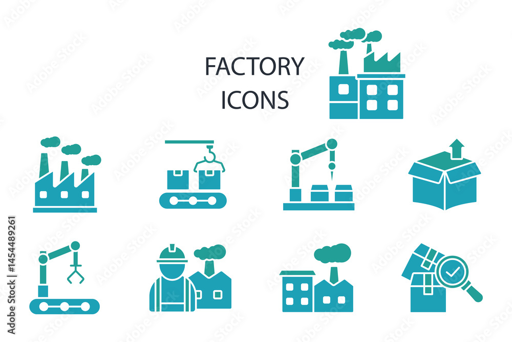 Poster factory icon set.vector.editable stroke.linear style sign for use web design,logo.symbol illustratio