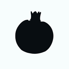 pomegranate black silhouette on white background