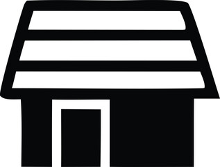 Isolated 3D piano keys on a white background offer a musical icon resembling a building's black and white design