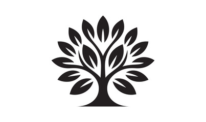 modern tree vector illustrations, simple minimalist black tree isolated white background